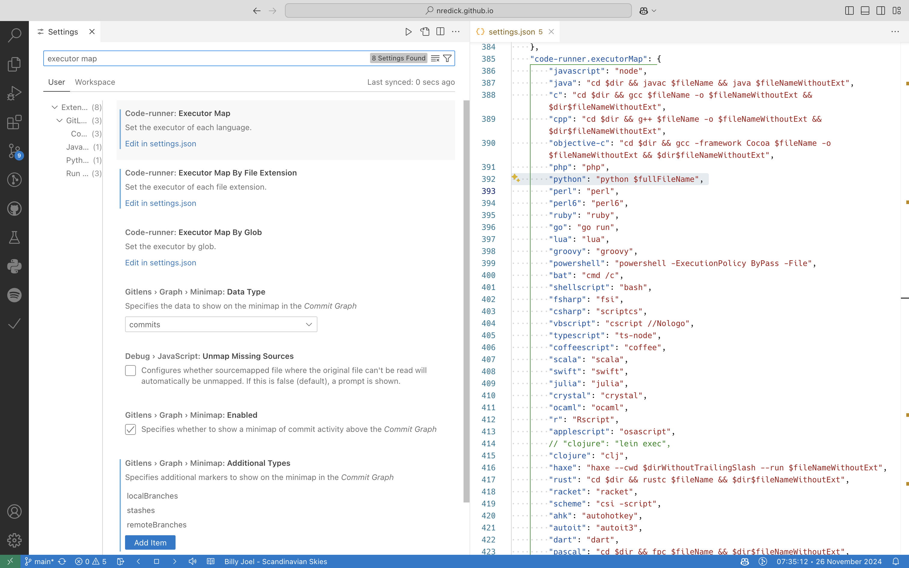 Setting up the Code Runner executor map