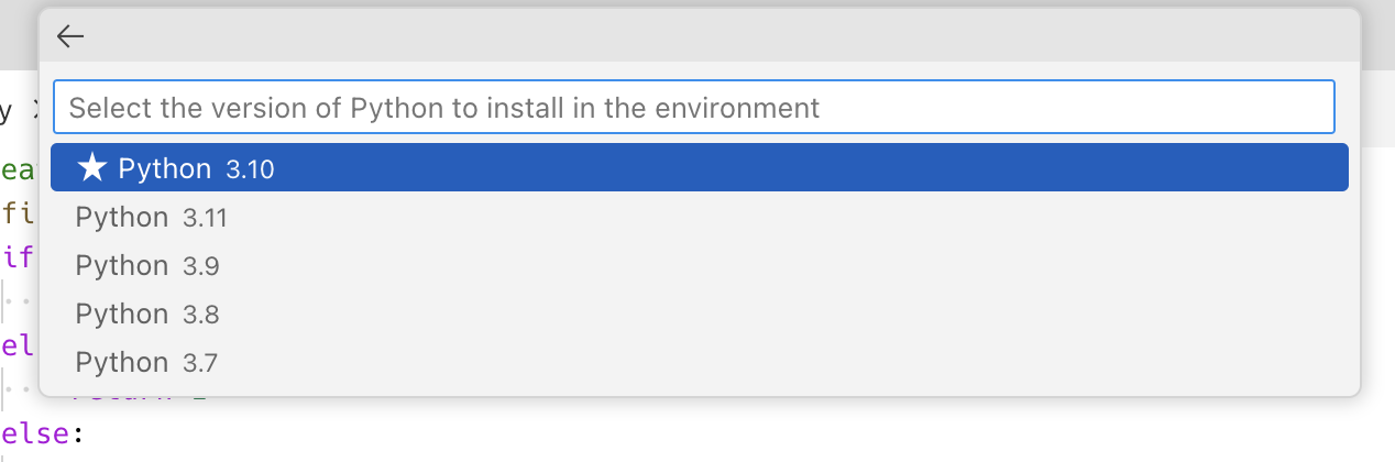 Selecting the Python version for the venv